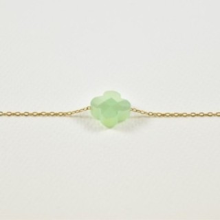 BRACELET TREFLE VERT CLAIR ACIER INOXYDABLE GOLD PETIT PRIX