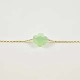 BRACELET TREFLE VERT CLAIR ACIER INOXYDABLE GOLD PETIT PRIX