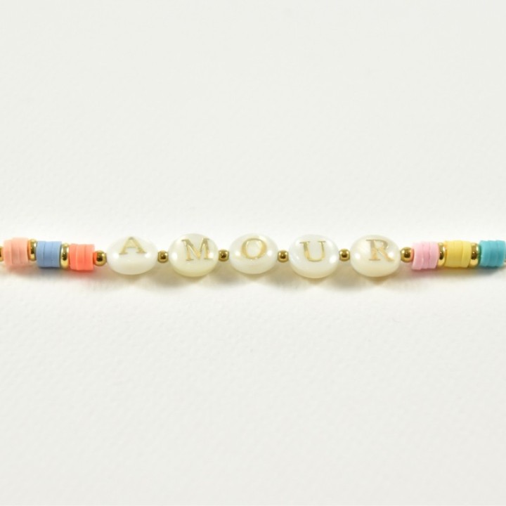 BRACELET MULTICOLORE AMOUR ACIER INOXYDABLE GOLD PETIT PRIX