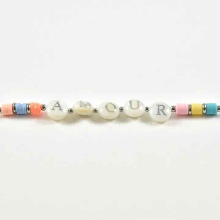 BRACELET MULTICOLORE AMOUR ACIER INOXYDABLE SILVER PETIT PRIX
