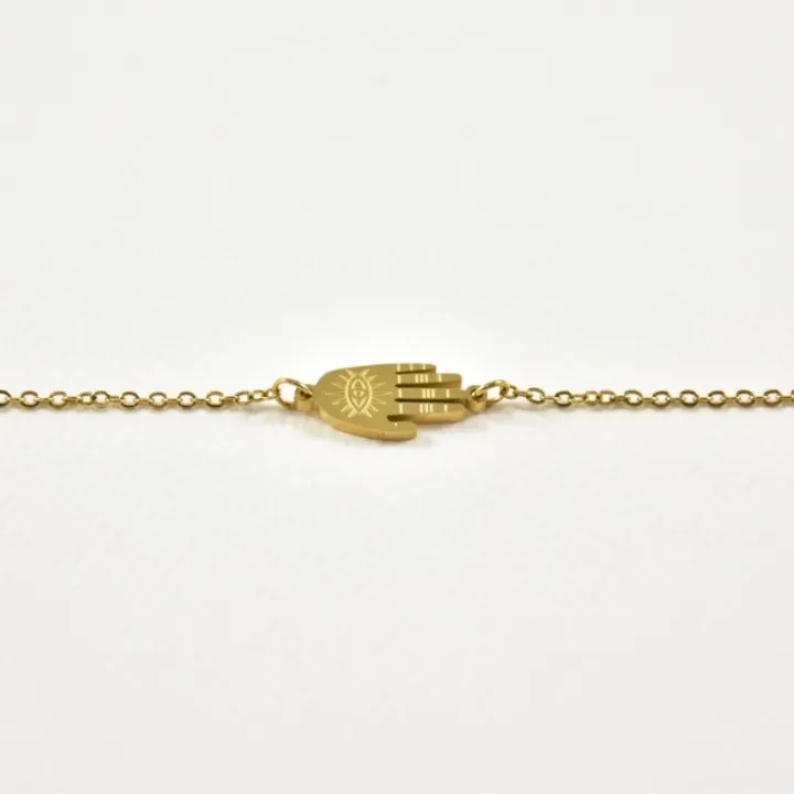 BRACELET PERLES GRIS METALLISE MEDAILLON ACIER INOX GOLD PETIT PRIX