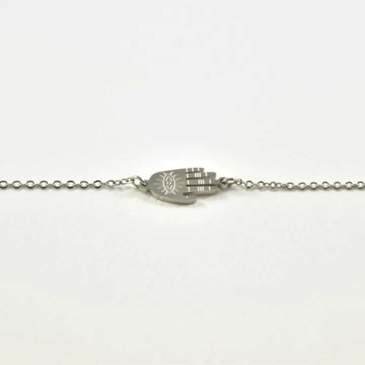 BRACELET MAIN SOLEIL OEIL ACIER INOXYDABLE SILVER PETIT PRIX
