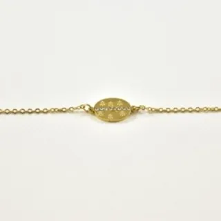 BRACELET PERLES GRIS METALLISE MEDAILLON ACIER INOX GOLD PETIT PRIX