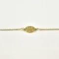 BRACELET PERLES GRIS METALLISE MEDAILLON ACIER INOX GOLD PETIT PRIX