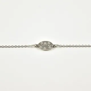 BRACELET OVALE STRASS SOLEILS GRAVES ACIER INOXYDABLE SILVER PETIT PRI