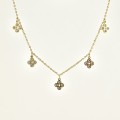 COLLIER FLEURS STRASS ACIER INOXYDABLE GOLD PETIT PRIX