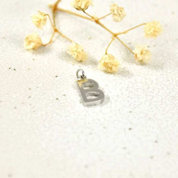 LETTRE B SIMPLE ACIER INOXYDABLE SILVER PETIT PRIX