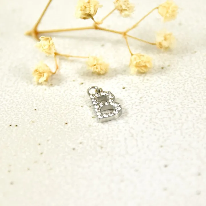 LETTRE B STRASS ACIER INOXYDABLE SILVER PETIT PRIX