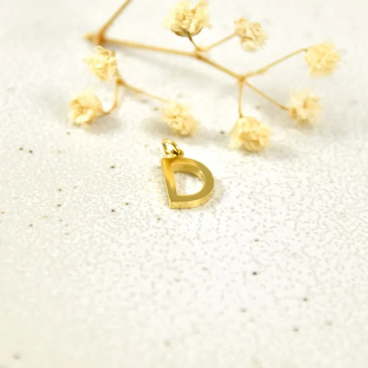 LETTRE D SIMPLE ACIER INOXYDABLE GOLD PETIT PRIX