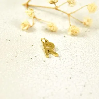 LETTRE R SIMPLE ACIER INOXYDABLE GOLD PETIT PRIX