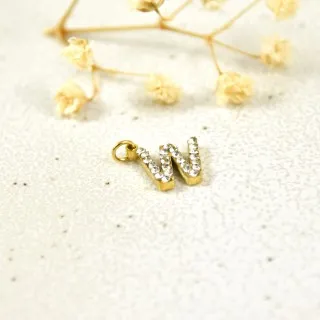 LETTRE W STRASS ACIER INOXYDABLE GOLD PETIT PRIX