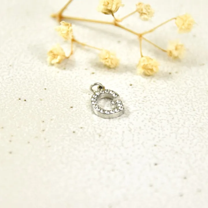 LETTRE G STRASS ACIER INOXYDABLE SILVER PETIT PRIX