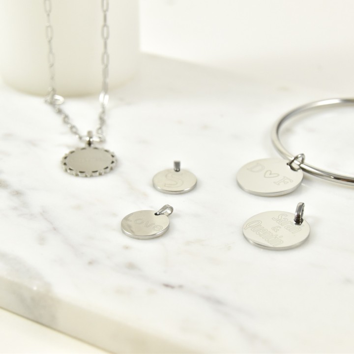 MEDAILLE LISSE PETIT MODELE PERSONNALISABLE ACIER INOXYDABLE SILVER