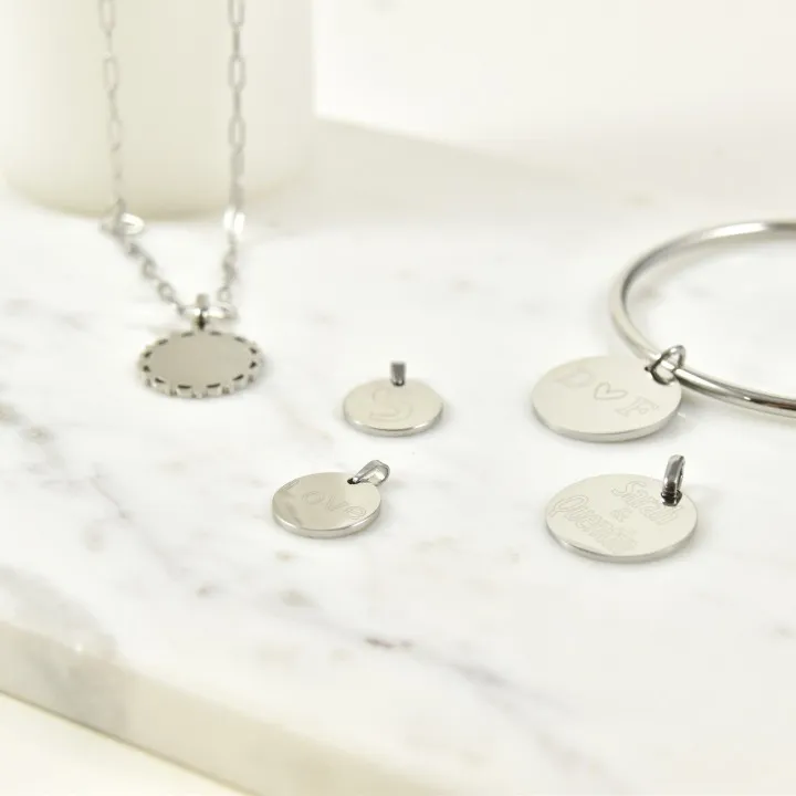 MEDAILLE LISSE PETIT MODELE PERSONNALISABLE ACIER INOXYDABLE SILVER