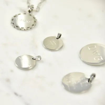 MEDAILLE LISSE PETIT MODELE PERSONNALISABLE ACIER INOXYDABLE SILVER