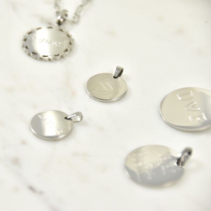 MEDAILLE LISSE PETIT MODELE PERSONNALISABLE ACIER INOXYDABLE SILVER