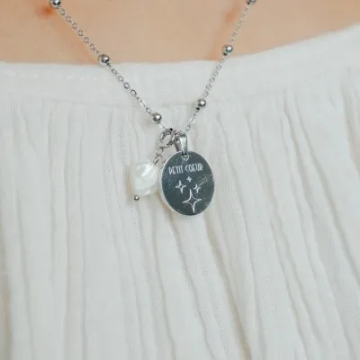 MEDAILLE LISSE PETIT MODELE PERSONNALISABLE ACIER INOXYDABLE SILVER