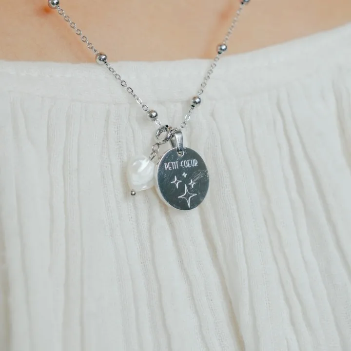 MEDAILLE LISSE PETIT MODELE PERSONNALISABLE ACIER INOXYDABLE SILVER