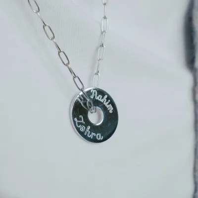 MEDAILLE RONDE AJOUREE PERSONNALISABLE ACIER INOXYDABLE SILVER