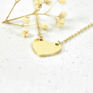 COLLIER COEUR PERSONNALISABLE ACIER INOXYDABLE GOLD