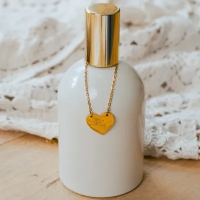 COLLIER COEUR PERSONNALISABLE ACIER INOXYDABLE GOLD