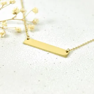 COLLIER RECTANGLE PERSONNALISABLE ACIER INOXYDABLE GOLD
