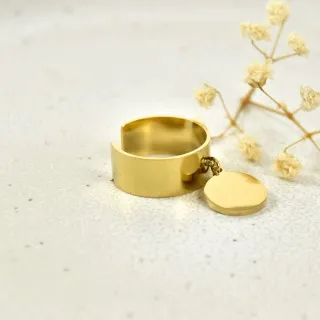 BAGUE PAMPILLE RONDE PERSONNALISABLE ACIER INOXYDABLE GOLD