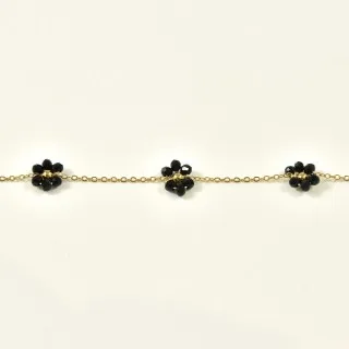 BRACELET FLEURS NOIRES ACIER INOXYDABLE GOLD PETIT PRIX