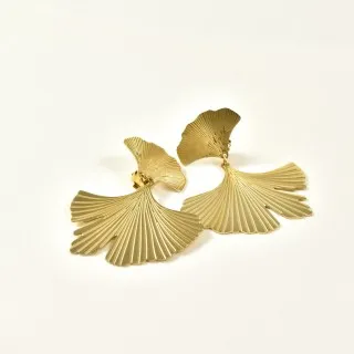 BOUCLES CLIP FEUILLES GRAEES ACIER INOXYDABLE GOLD PETIT PRIX