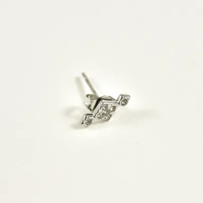 PUCE LOSANGES STRASS ACIER INOXYDABLE SILVER PETIT PRIX
