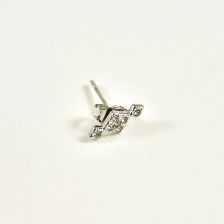 PUCE LOSANGES STRASS ACIER INOXYDABLE SILVER PETIT PRIX
