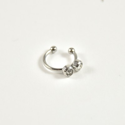 BAGUE D'OREILLE RONDS STRASS ACIER INOXYDABLE SILVER PETIT PRIX