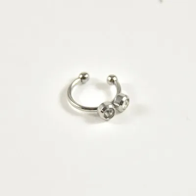 BAGUE D'OREILLE RONDS STRASS ACIER INOXYDABLE SILVER PETIT PRIX