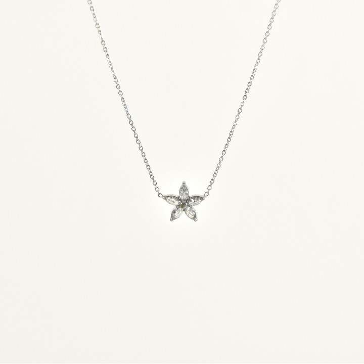 COLLIER ETOILE STRASS ACIER INOXYDABLE SILVER PETIT PRIX