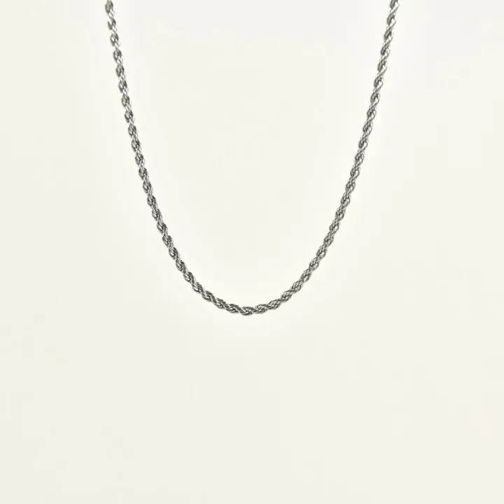 COLLIER MAILLE TORSADEE ACIER INOXYDABLE SILVER PETIT PRIX
