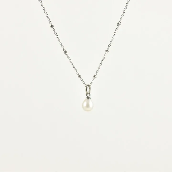 COLLIER PERLES ET PENDENTIF NACRE ACIER INOXYDABLE SILVER PETIT PRIX