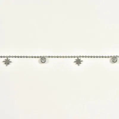 BRACELET PERLES GRIS METALLISE MEDAILLON ACIER INOX GOLD PETIT PRIX