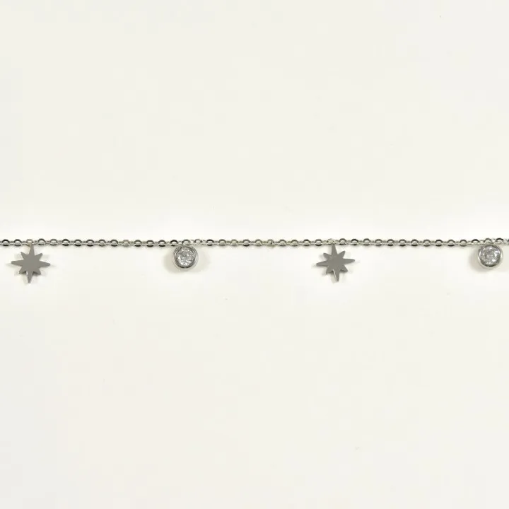 BRACELET PERLES GRIS METALLISE MEDAILLON ACIER INOX GOLD PETIT PRIX