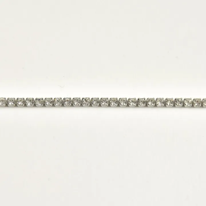 BRACELET MAILLE CAREE STRASS ACIER INOXYDABLE SILVER PETIT PRIX