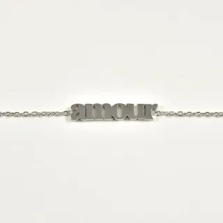 BRACELET PERLES GRIS METALLISE MEDAILLON ACIER INOX GOLD PETIT PRIX