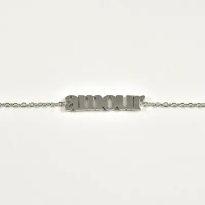 BRACELET AMOUR ACIER INOXYDABLE SILVER PETIT PRIX
