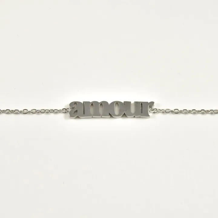 BRACELET AMOUR ACIER INOXYDABLE SILVER PETIT PRIX