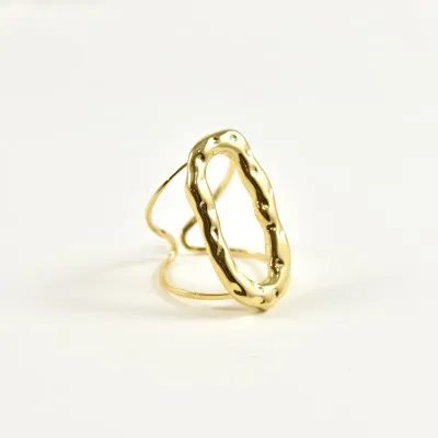 BAGUE RONDE MARTELEE ACIER INOXYDABLE GOLD PETIT PRIX