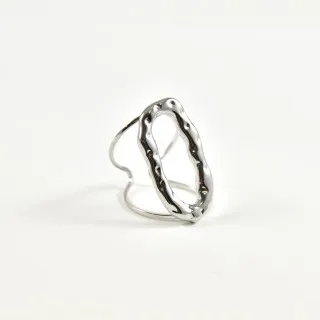 BAGUE OVALE MARTELEE ACIER INOXYDABLE SILVER PETIT PRIX