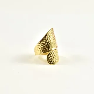 BAGUE RONDE MARTELEE ACIER INOXYDABLE GOLD PETIT PRIX