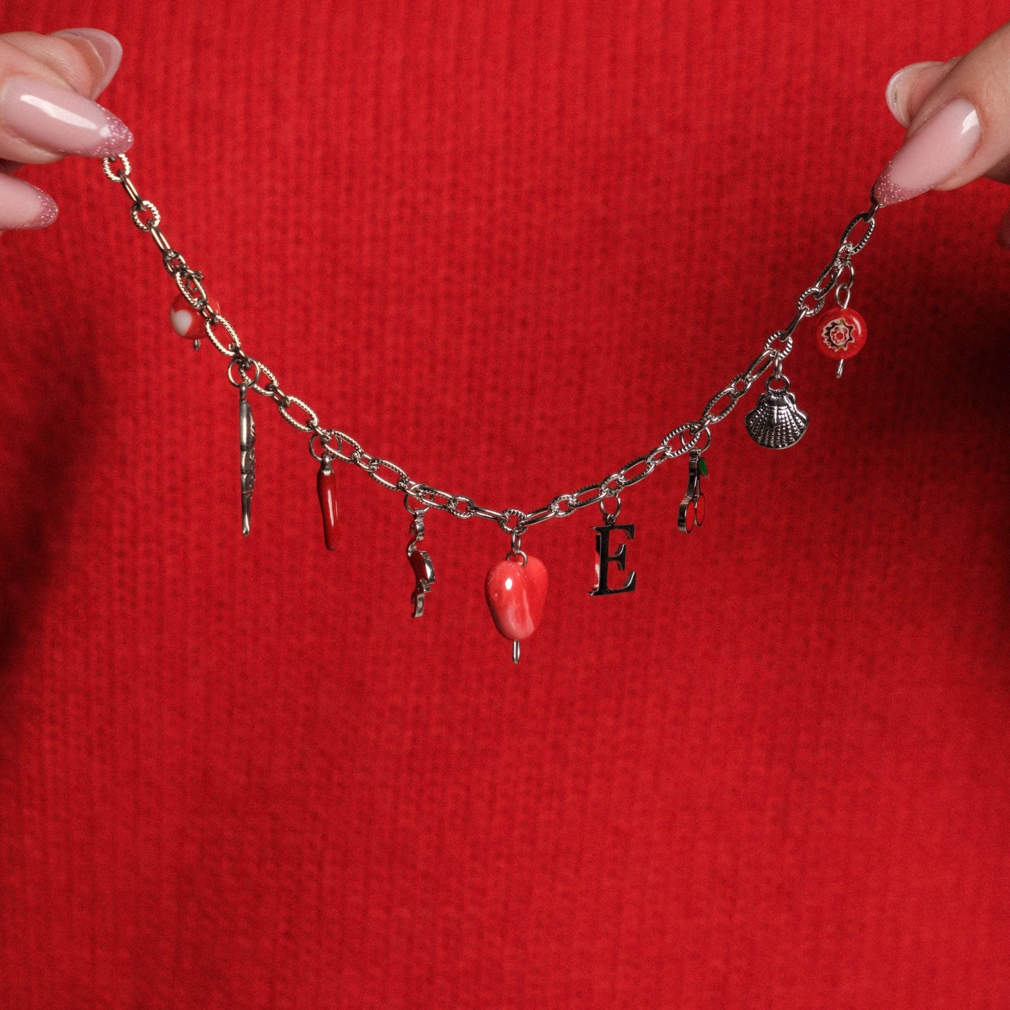 Collier Vintage En Métal Argenté Avec Maille Jaseron - Pierre D'Agate - Ancien Et Élégant
