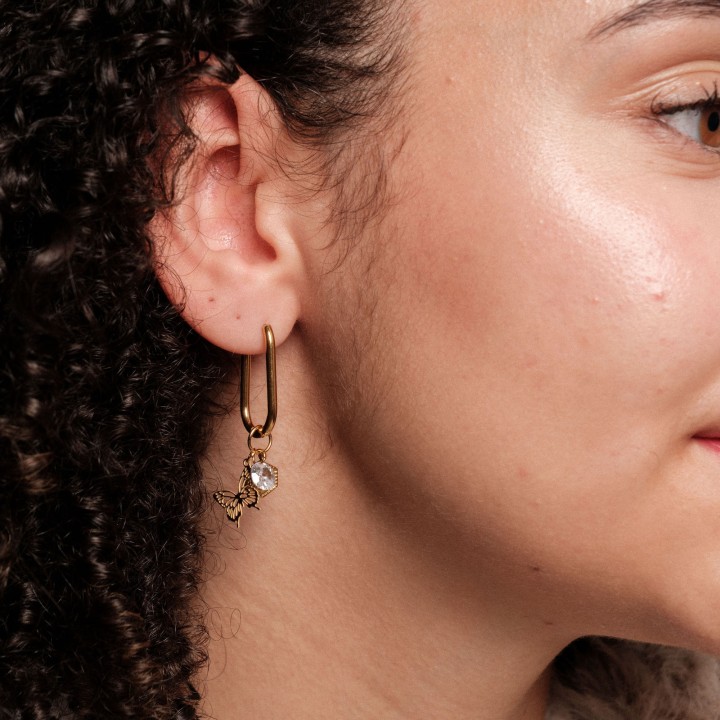 BOUCLE CREOLE RECTANGLE ACIER INOXYDABLE GOLD PETIT PRIX