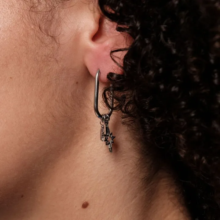 BOUCLE CREOLE RECTANGLE ACIER INOXYDABLE SILVER PETIT PRIX