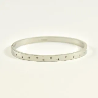 JONC ETOILES ET STRASS ACIER INOXYDABLE SILVER PETIT PRIX
