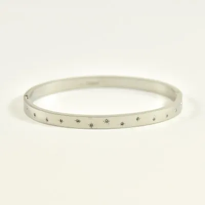 JONC ETOILES ET STRASS ACIER INOXYDABLE SILVER PETIT PRIX
